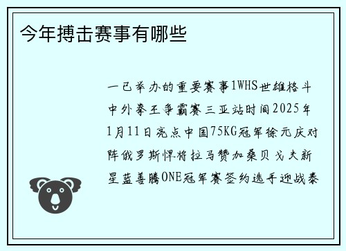 今年搏击赛事有哪些
